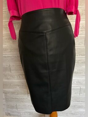 Express Black Faux Leather Pencil Skirt